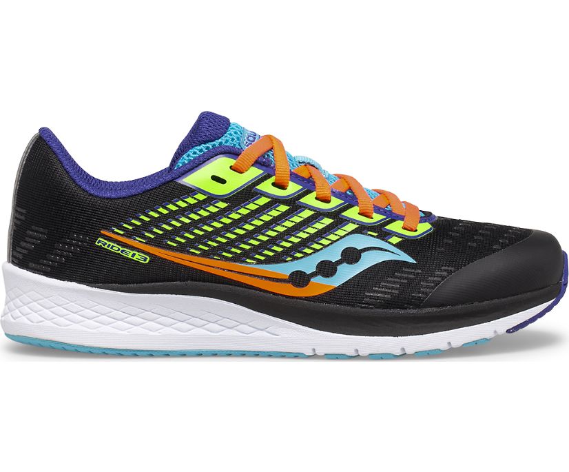 Gyerek Saucony Ride 13 Tornacipő Fekete Zöld | HU 670LIS